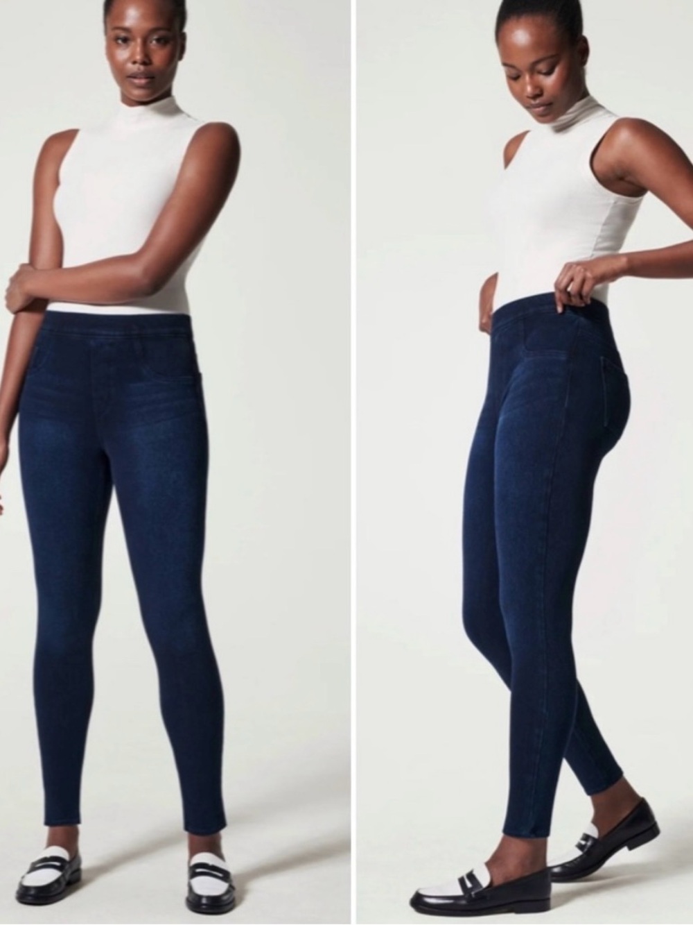 Spanx Jean-ish Ankle Leggings Pants Women’s Large Dark Wash